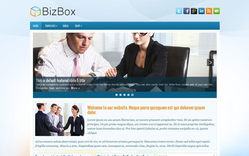 BizBox Free Portfolio WordPress Theme