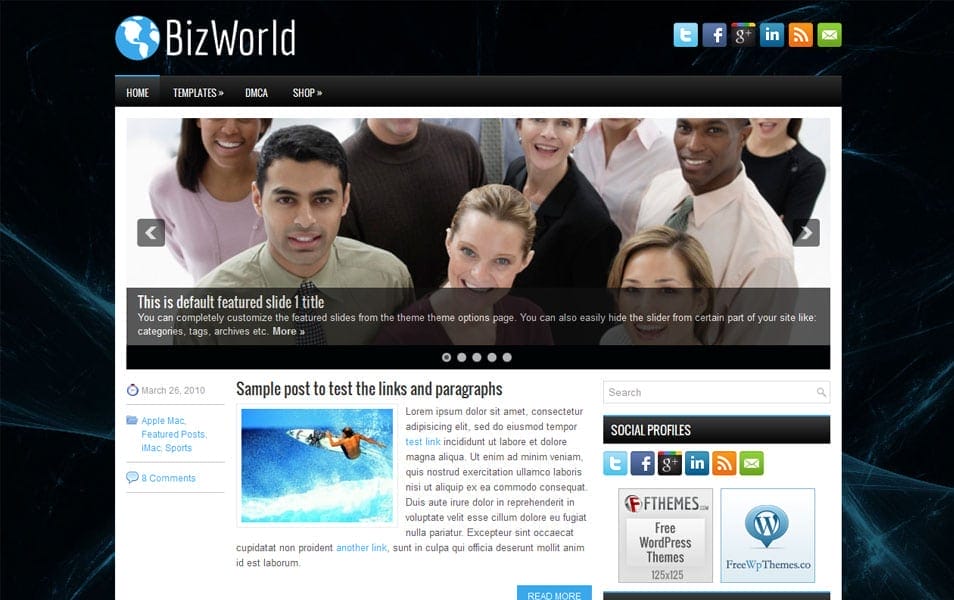 BizWorld Free Portfolio WordPress Theme