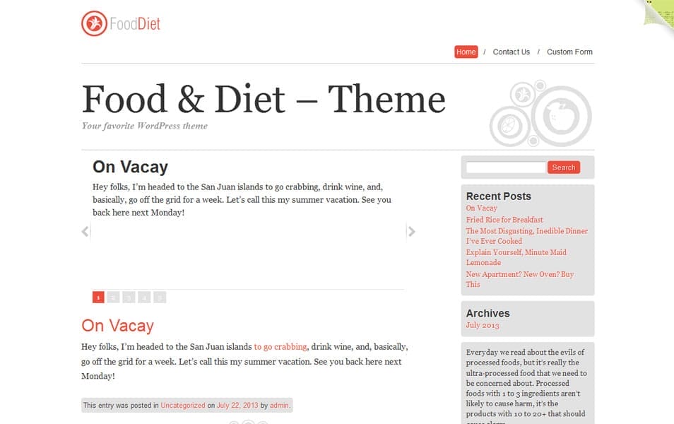 Food and Diet Free Portfolio WordPress Theme