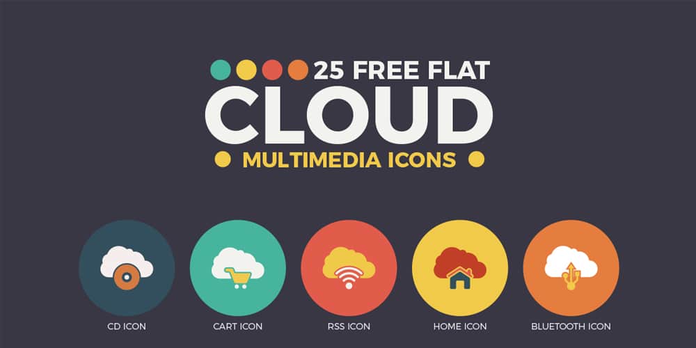 Free Flat Cloud Multimedia Web Icons
