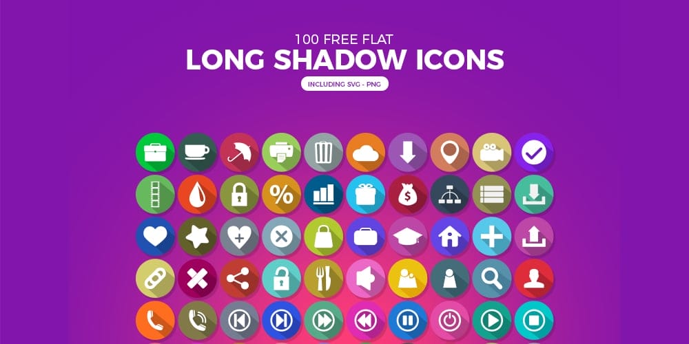Free Flat Long Shadow Icons