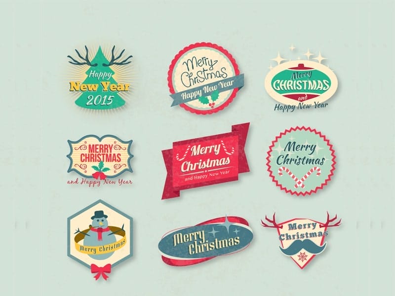 Free Vintage Christmas Badges Pack