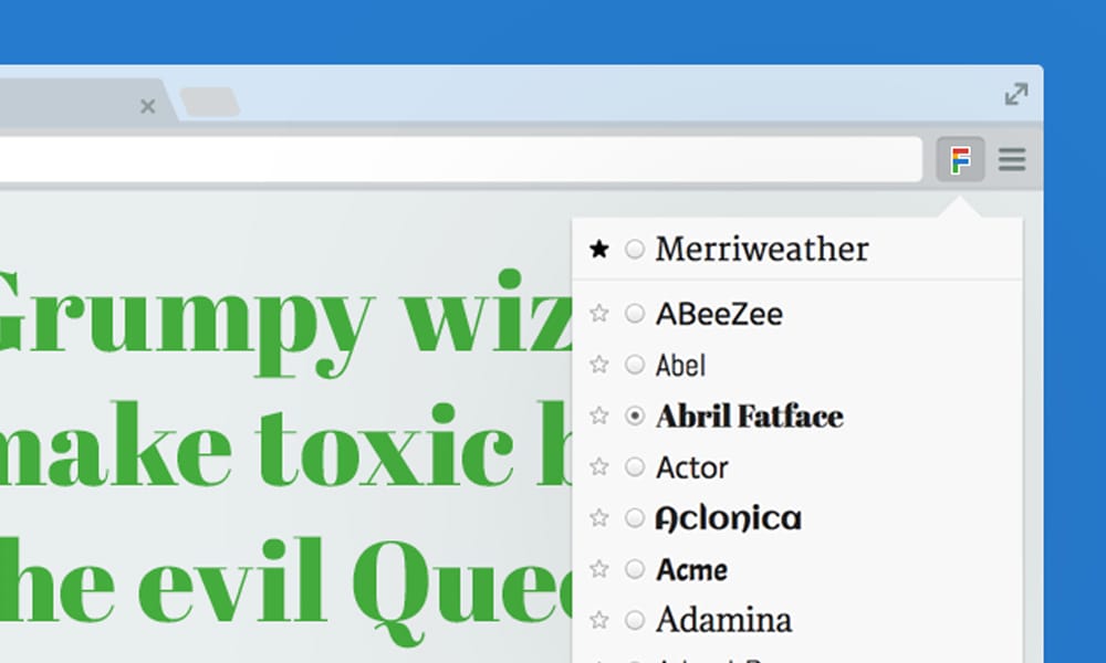 Google Font Previewer for Chrome