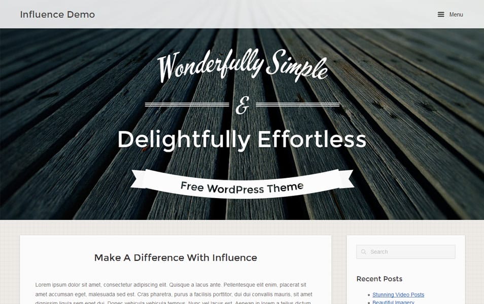 Influence Free Portfolio WordPress Theme