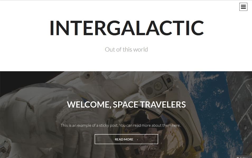 Intergalactic Free Photography WordPress Theme