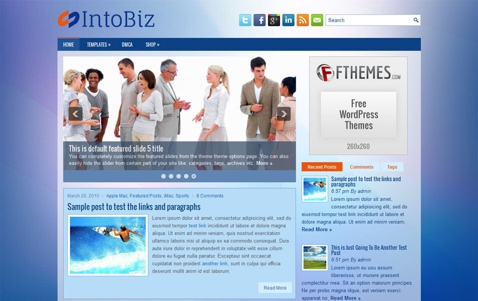 IntoBiz Free Portfolio WordPress Theme