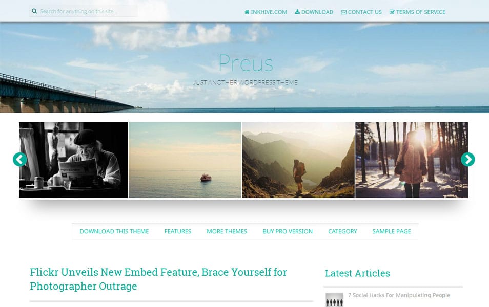 Preus Free Photography WordPress Theme