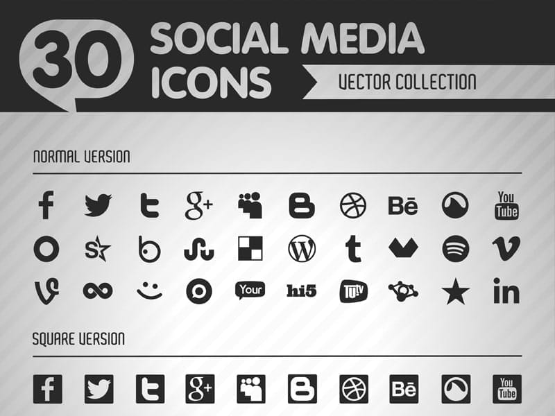 Social flat vector black icons