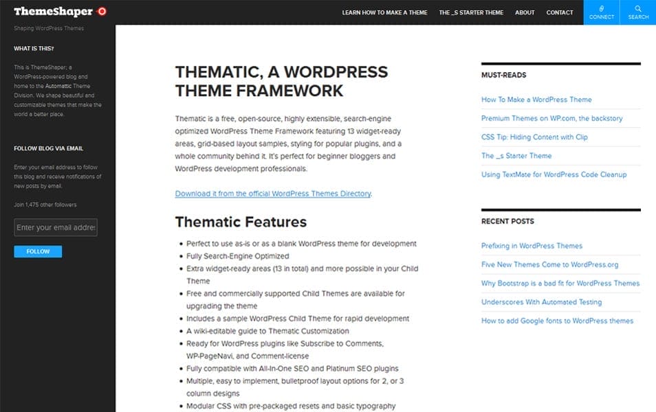 Thematic WordPress Theme Framework