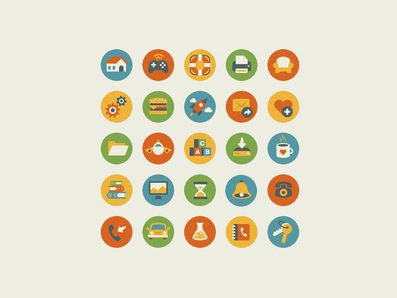 Vintage Flat Vector Icons