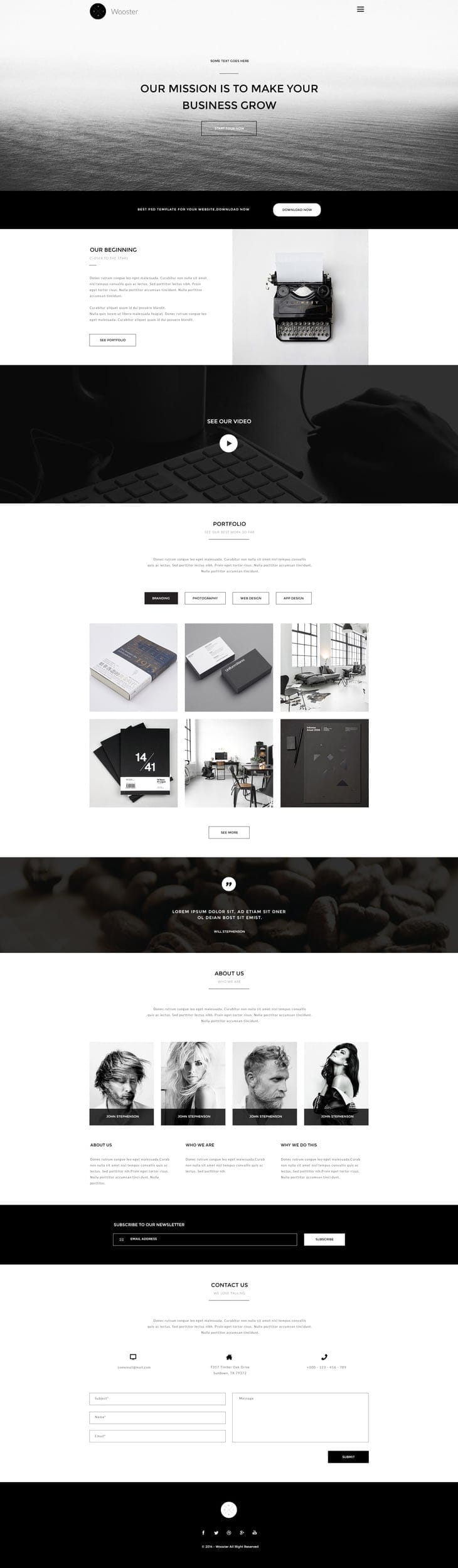 Wooster---Vintage Single Page Web Template PSD