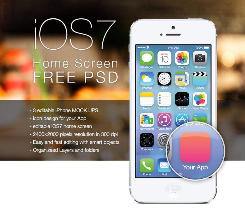 iOS 7 HOME SCREEN FREE PSD