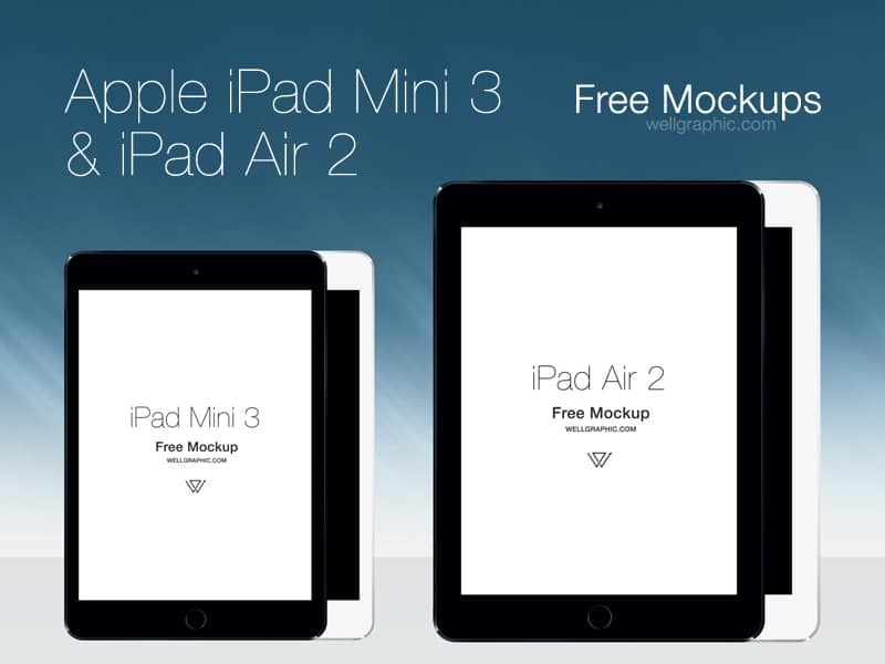 Apple iPad Mini 3 and iPad Air 2 Mockup PSD