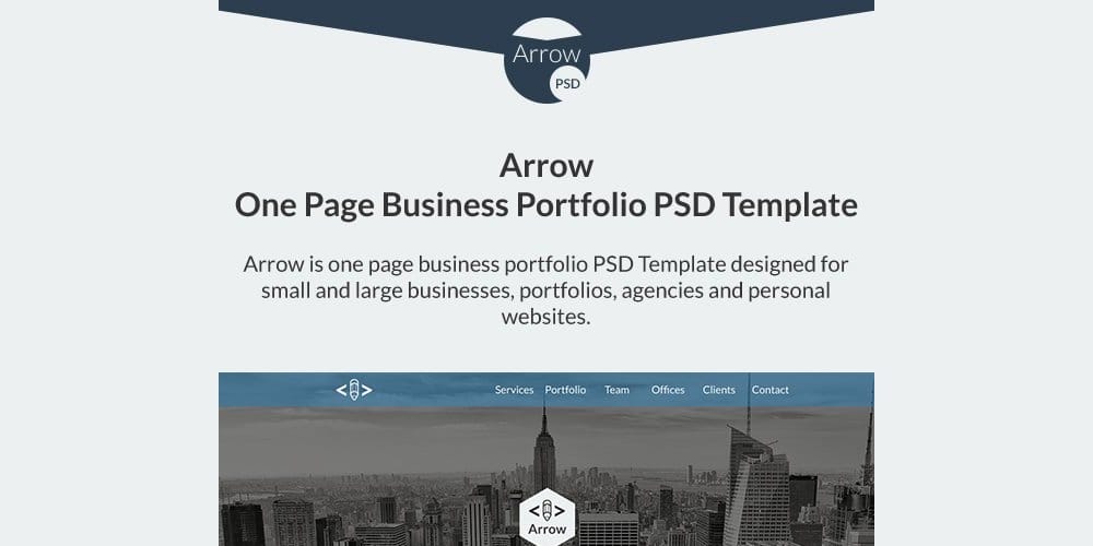 Arrow Free One Page Business Portfolio PSD Template