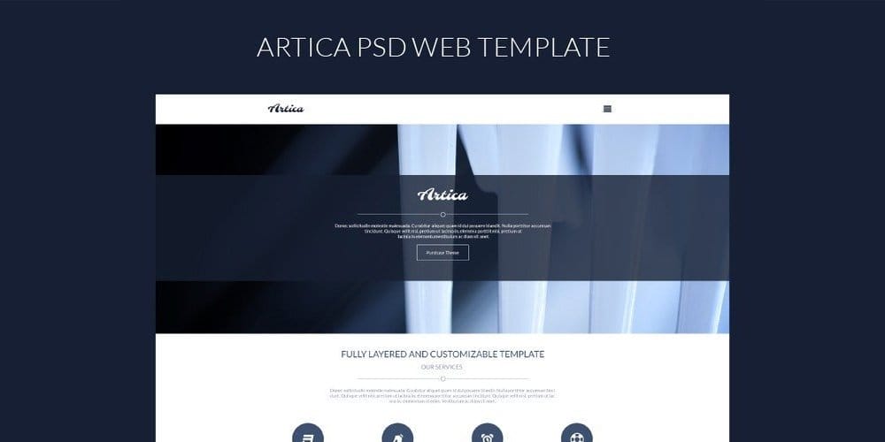 Artica One Page Web Template PSD