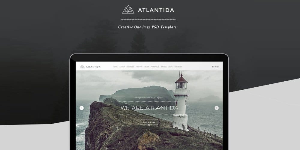 Atlantida Free Creative One Page Web Template PSD