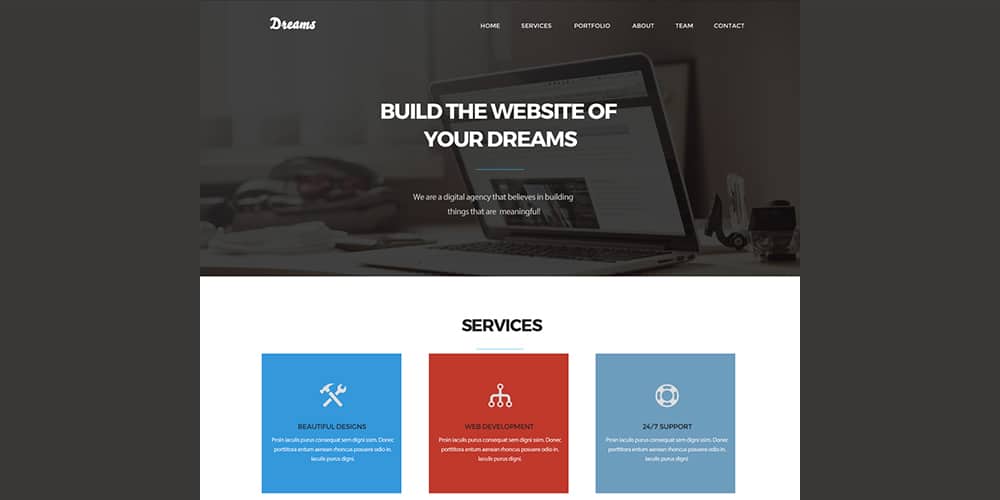 Dream One Page Web Template