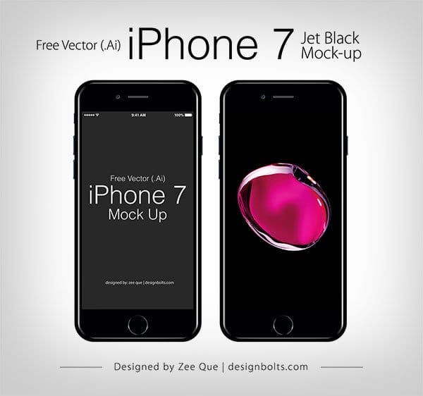 Free Apple iPhone 7 Jet Black Mockup