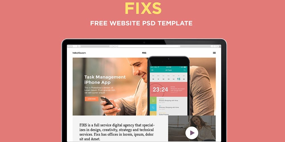 Free Elegant Single Page Website Template PSD