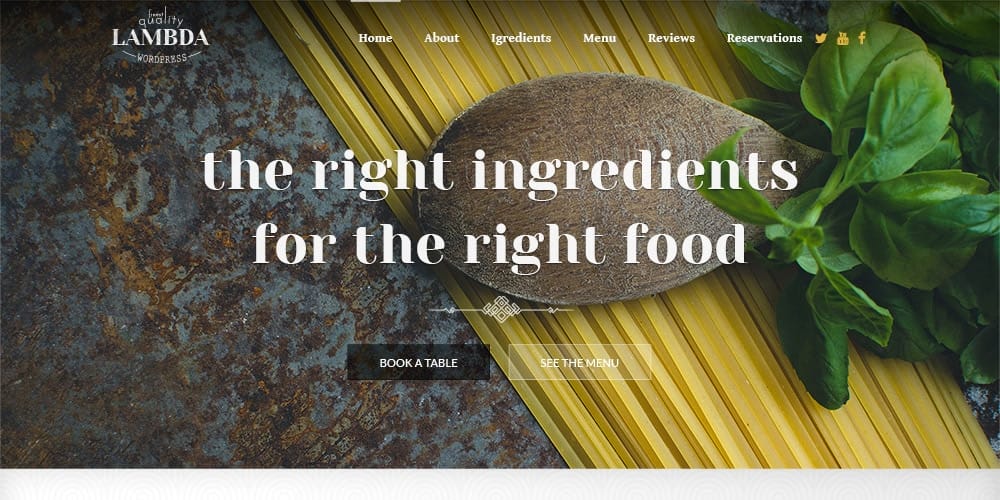 Free One Page Restaurant Template PSD