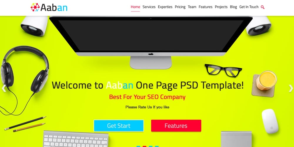 Free One Page Web Template PSD for SEO