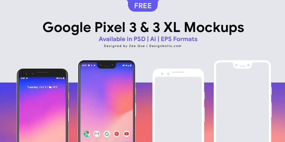 Google Pixel 3 and Pixel 3 XL Mockup