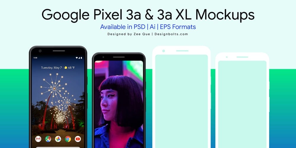 Google Pixel 3a and Pixel 3a XL Mockup