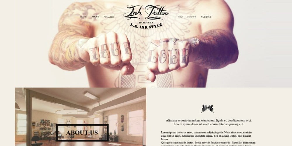 InkTattoo Free PSD One Page Template