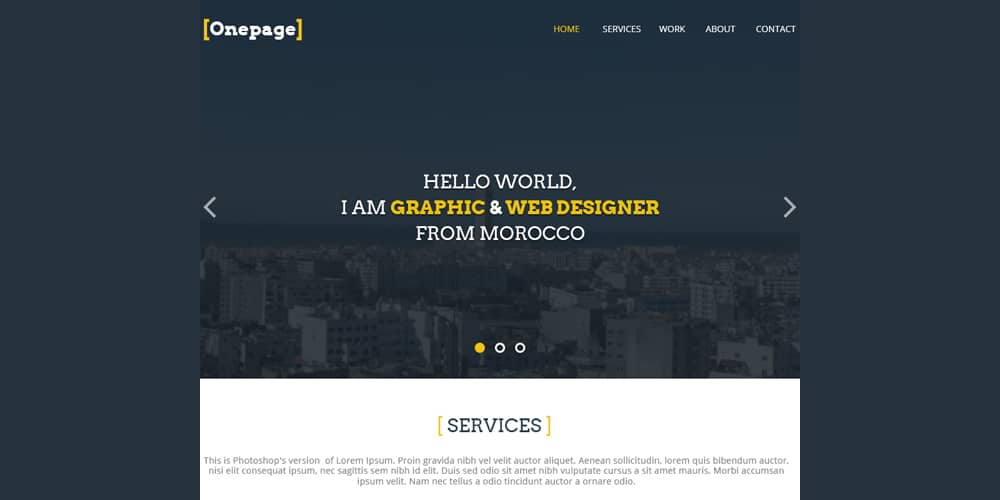 One Page Template PSD