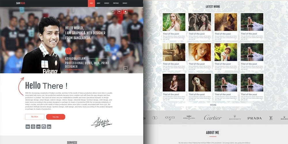 Samfolio Personal Free One Page Web PSD