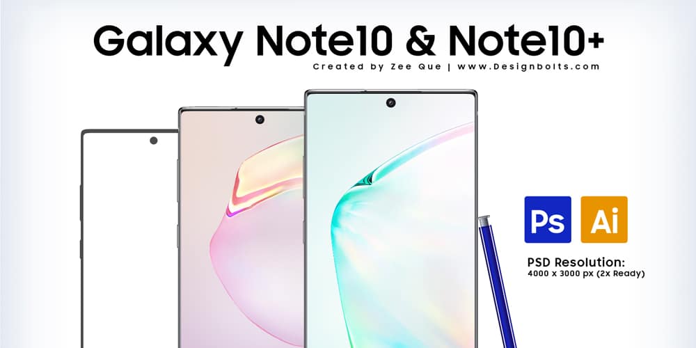 Samsung Galaxy Note10 and Note10+ Mockup 