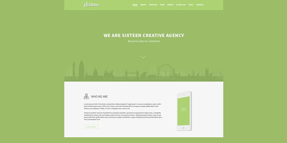 Sixteen Flat One Page Agency Template PSD