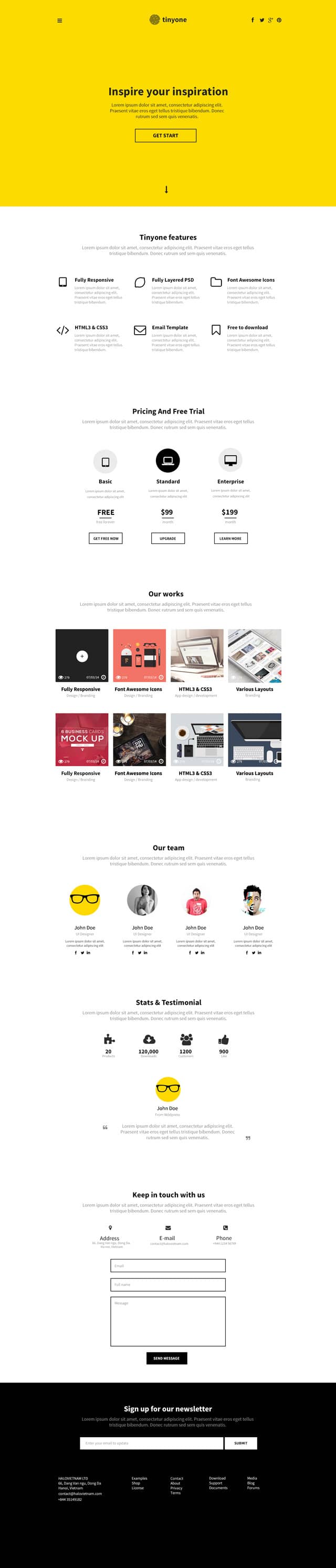 Tinyone Onepage PSD