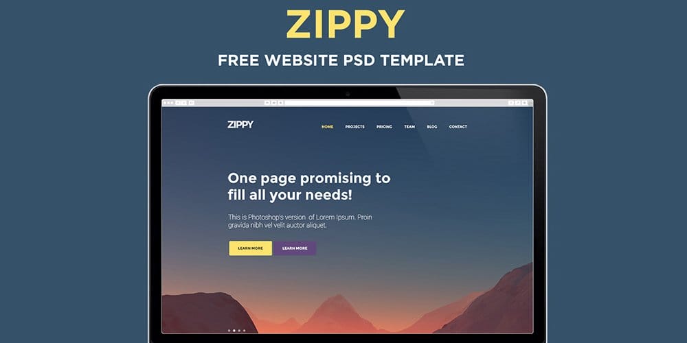 Zippy Free One Page Website Template PSD