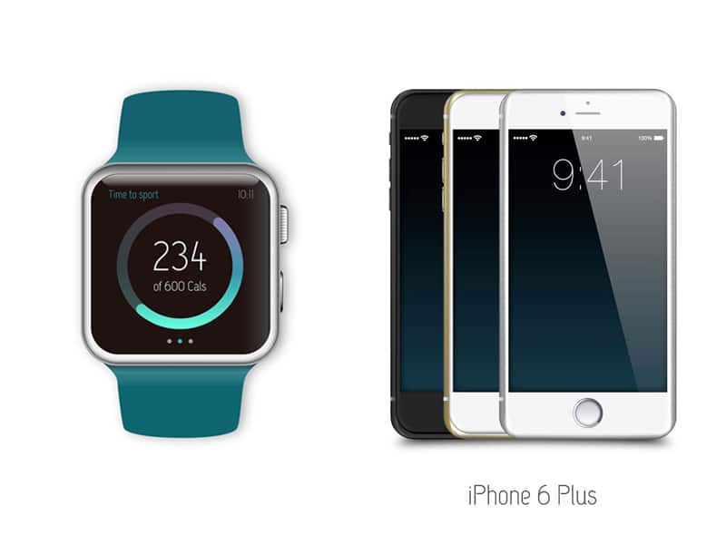 iPhone and Apple Watch vector mockupsiPhone and Apple Watch vector mockups