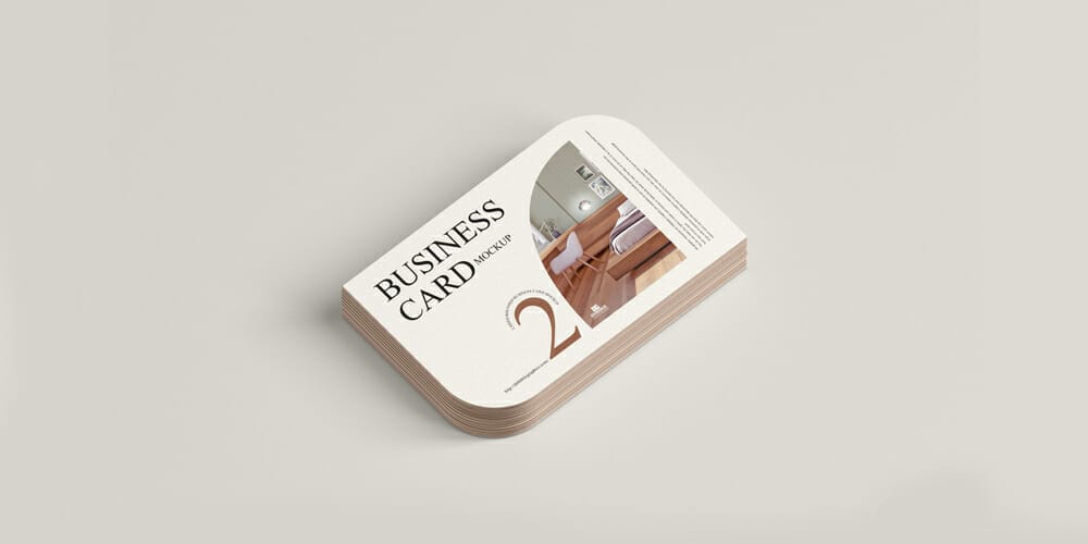 2 Sided Rounded Business Card Mockup