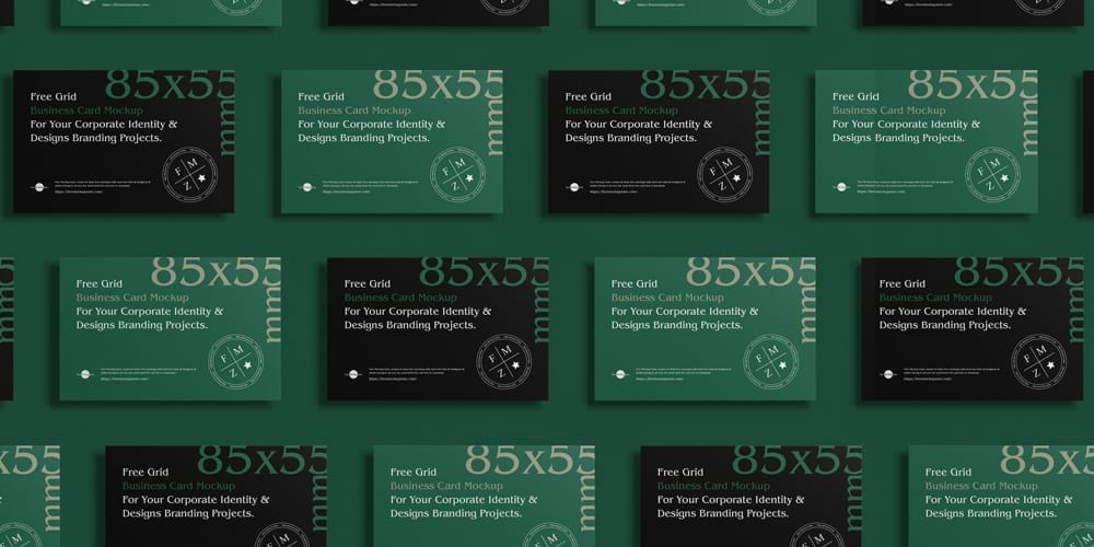  85×55 mm Grid Business Card Mockup PSD