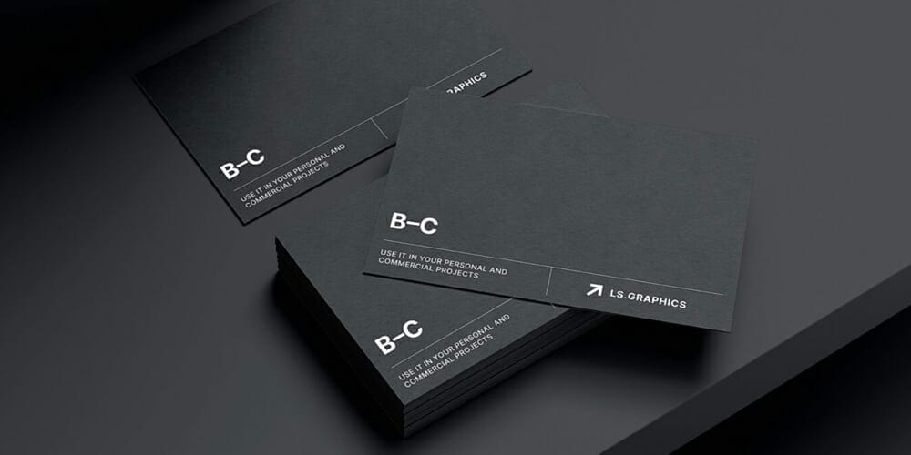Black Textured Paper Business Card Mockup