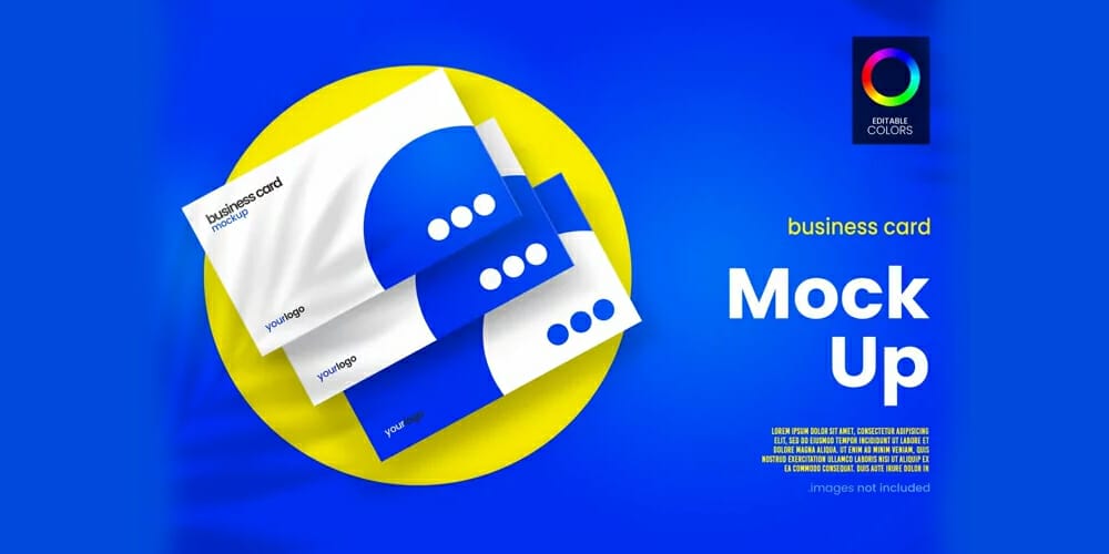 Blue and Yellow Business Card Mockup