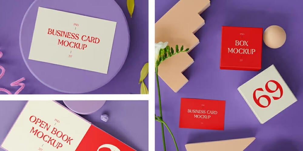 Book and Cards with Figures Mockups