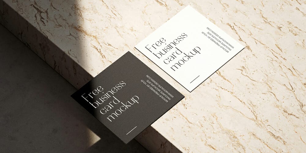 Bright square business cards mockup