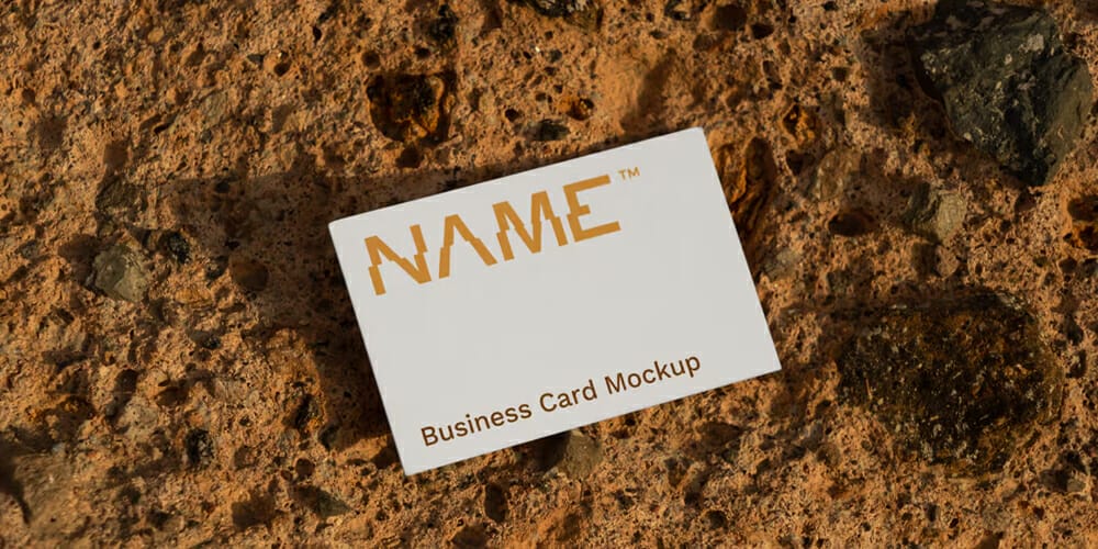 Business Card Lies on the Rock Mockup