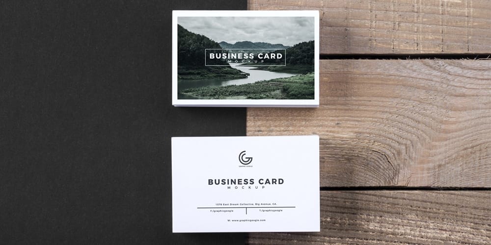 Business Card With Wooden Texture Background