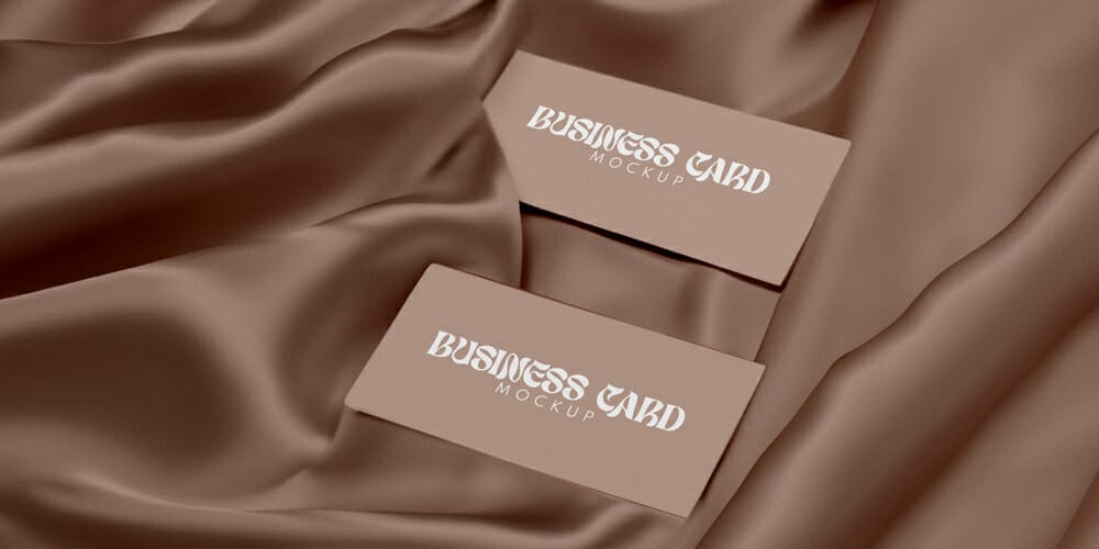 Business Card Mockup on Silk Material