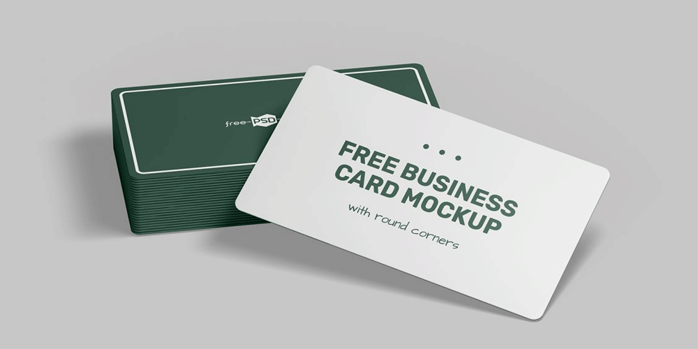 Business Card Mockup with Round Corners Template