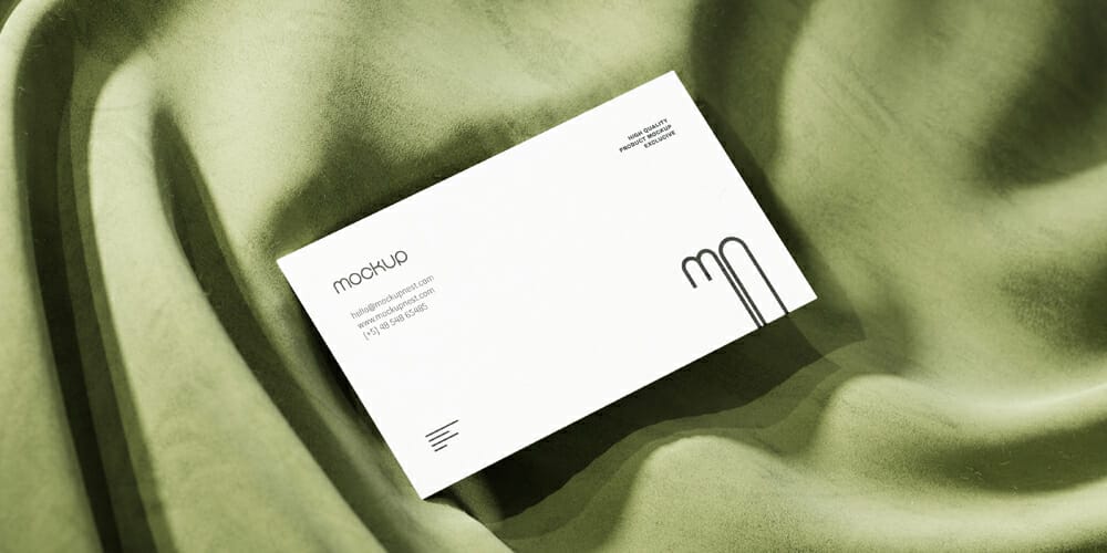 Business Card On Fabric Mockup