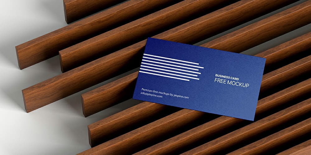 Business Card On Wooden Panels Mockup