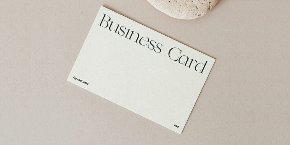 Business Card With Beige Stone Mockup