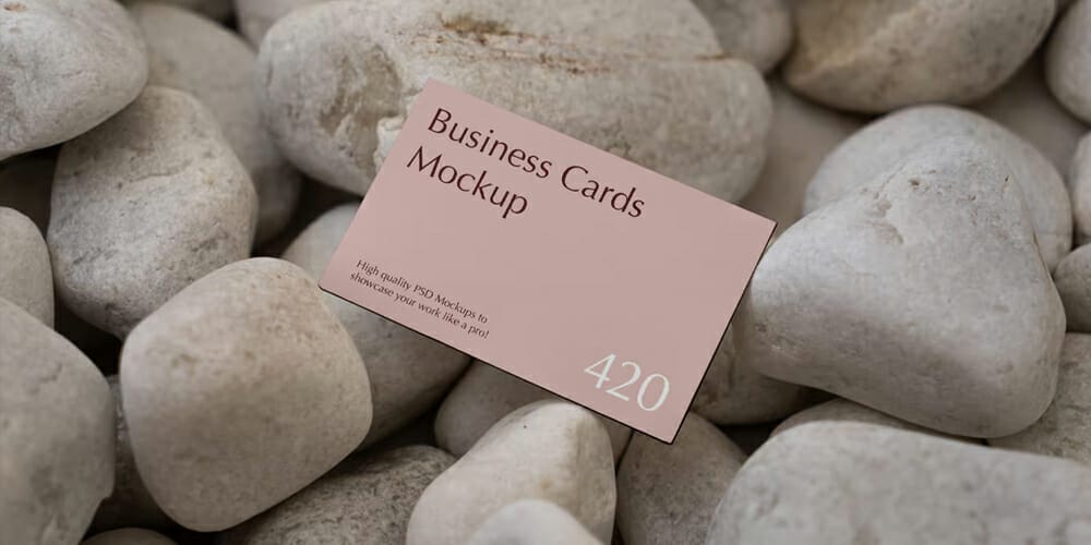 Business Card among the Stones Mockup