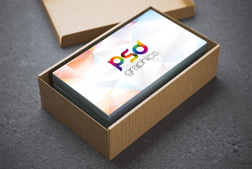 Business Card in Cardboard Box Mockup PSD